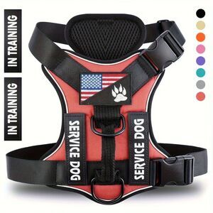 Adjustable RED Reflective SERVICE DOG  Harness Vest  For Small & Medium Pets
